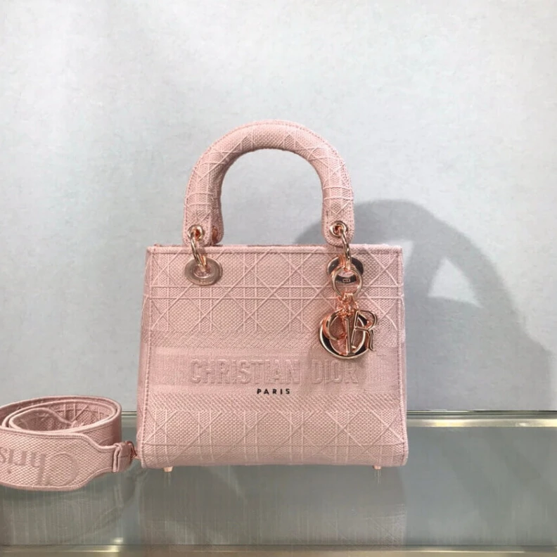 Replica bags lv Large, re Dior Medium Lady D-Lite Bag Pink Cannage Embroidered