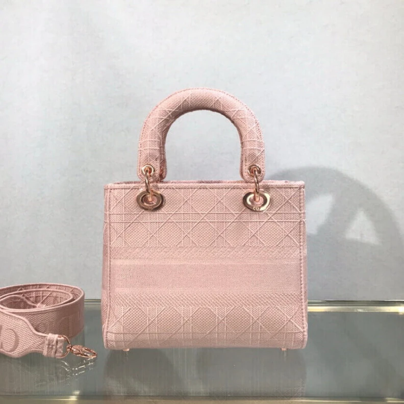 Replica bags lv Large, re Dior Medium Lady D-Lite Bag Pink Cannage Embroidered