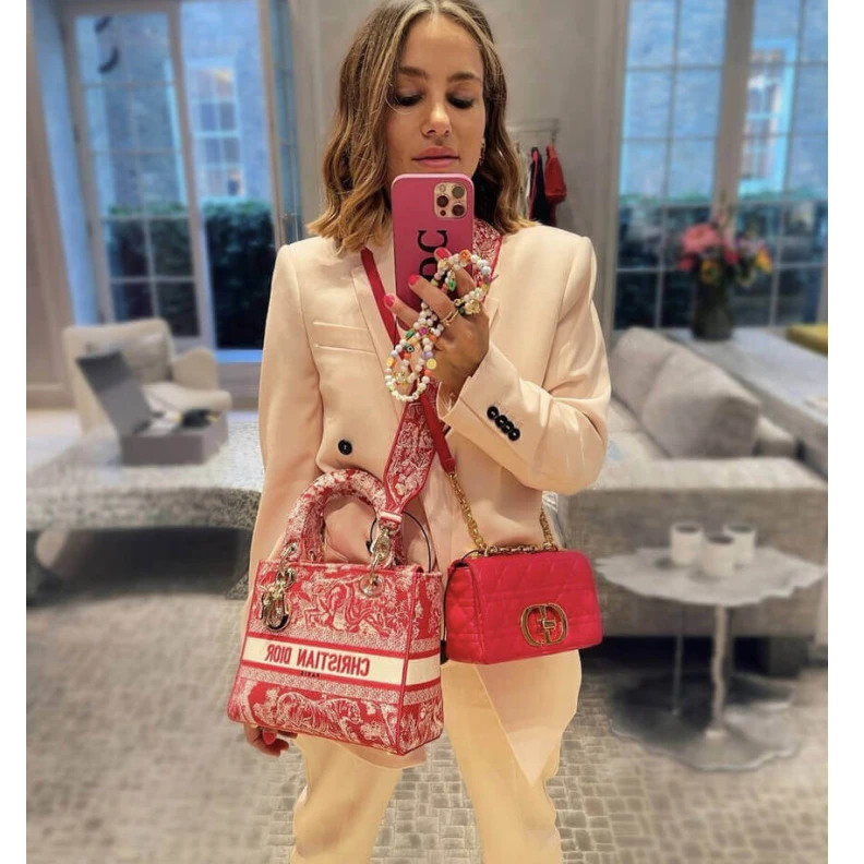Replica ysl bags Dust bag Dior Medium Lady D-Lite Bag Raspberry Toile de Jouy Reverse Embroidery