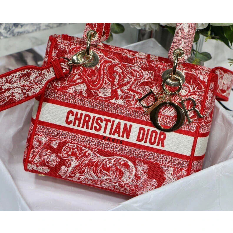 Replica ysl bags Dust bag Dior Medium Lady D-Lite Bag Raspberry Toile de Jouy Reverse Embroidery