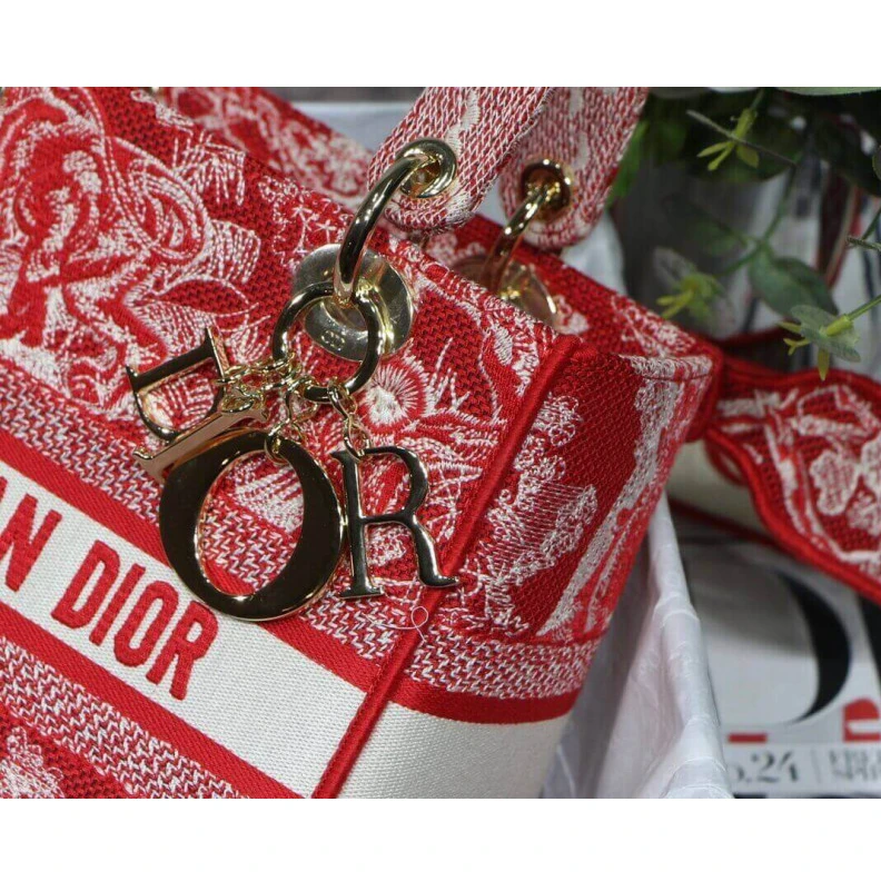 Replica ysl bags Dust bag Dior Medium Lady D-Lite Bag Raspberry Toile de Jouy Reverse Embroidery