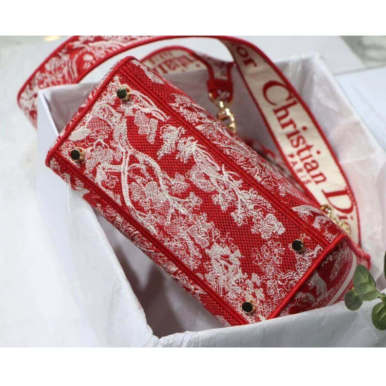 Replica ysl bags Dust bag Dior Medium Lady D-Lite Bag Raspberry Toile de Jouy Reverse Embroidery