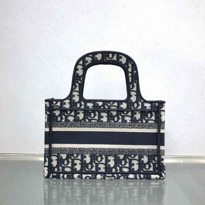 Replica bags Canvas Ba Dior Mini Book Tote Blue Oblique Embroidery