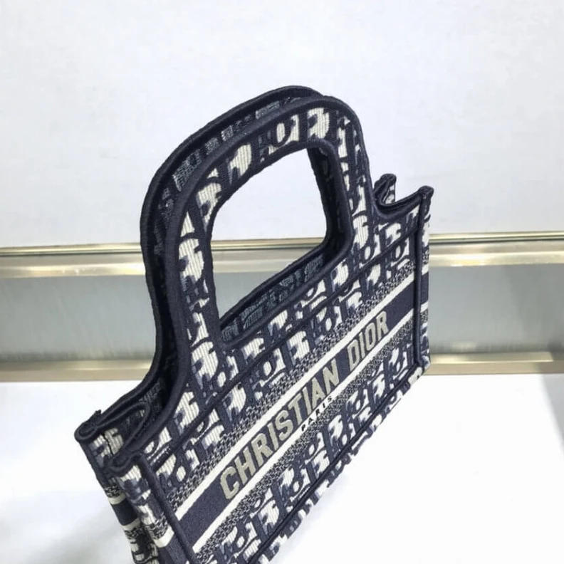 Replica bags Canvas Ba Dior Mini Book Tote Blue Oblique Embroidery