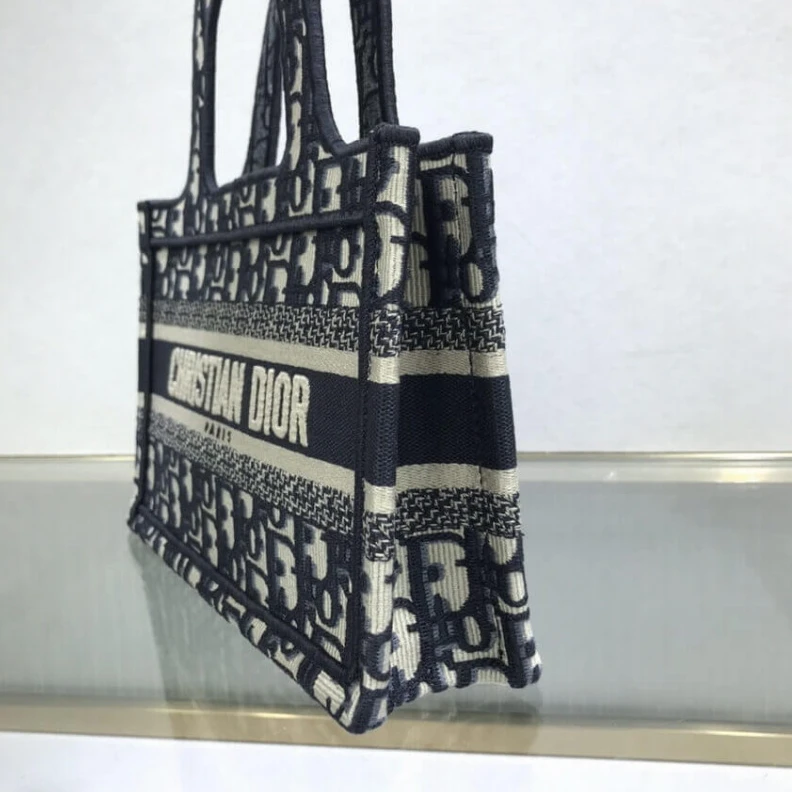 Replica bags Canvas Ba Dior Mini Book Tote Blue Oblique Embroidery