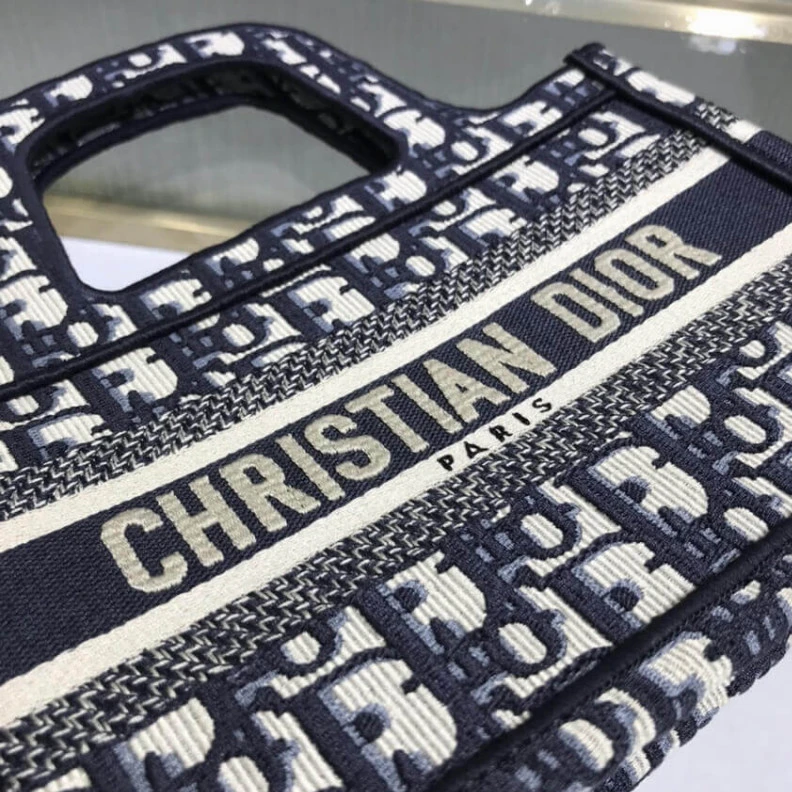 Replica bags Canvas Ba Dior Mini Book Tote Blue Oblique Embroidery
