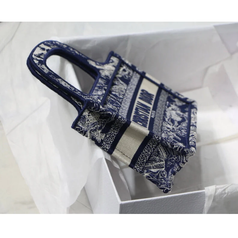 High quality replica bags The Dior B Dior Mini Book Tote Blue Toile de Jouy Reverse Embroidery