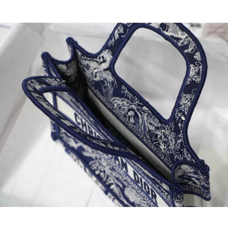 High quality replica bags The Dior B Dior Mini Book Tote Blue Toile de Jouy Reverse Embroidery