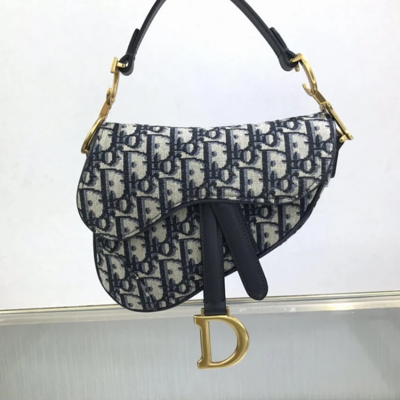 High quality replica bags 21 x 18 x Dior Mini Saddle Bag Blue Oblique Jacquard