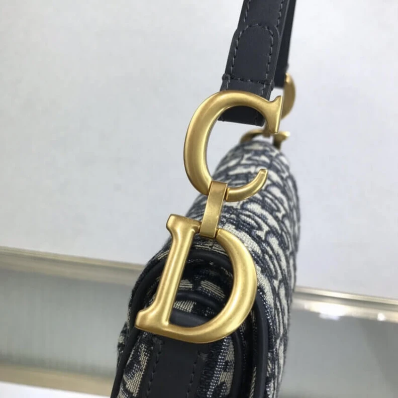 High quality replica bags 21 x 18 x Dior Mini Saddle Bag Blue Oblique Jacquard