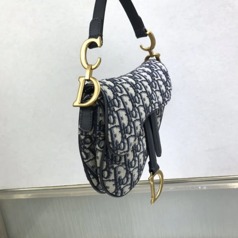 High quality replica bags 21 x 18 x Dior Mini Saddle Bag Blue Oblique Jacquard