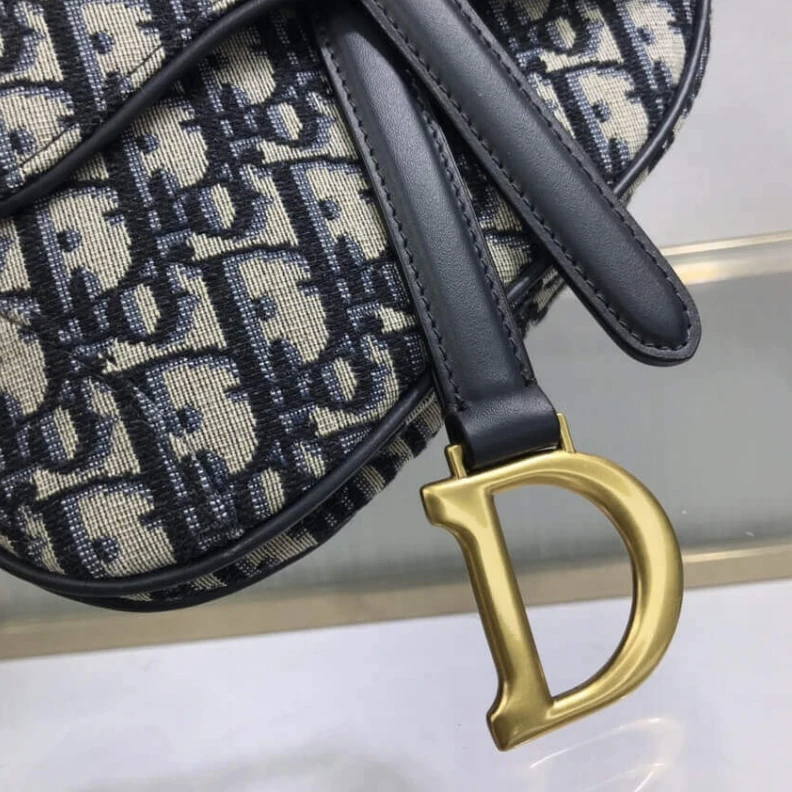 High quality replica bags 21 x 18 x Dior Mini Saddle Bag Blue Oblique Jacquard