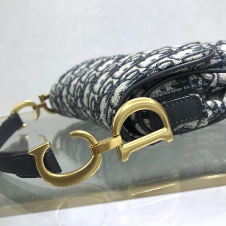 High quality replica bags 21 x 18 x Dior Mini Saddle Bag Blue Oblique Jacquard