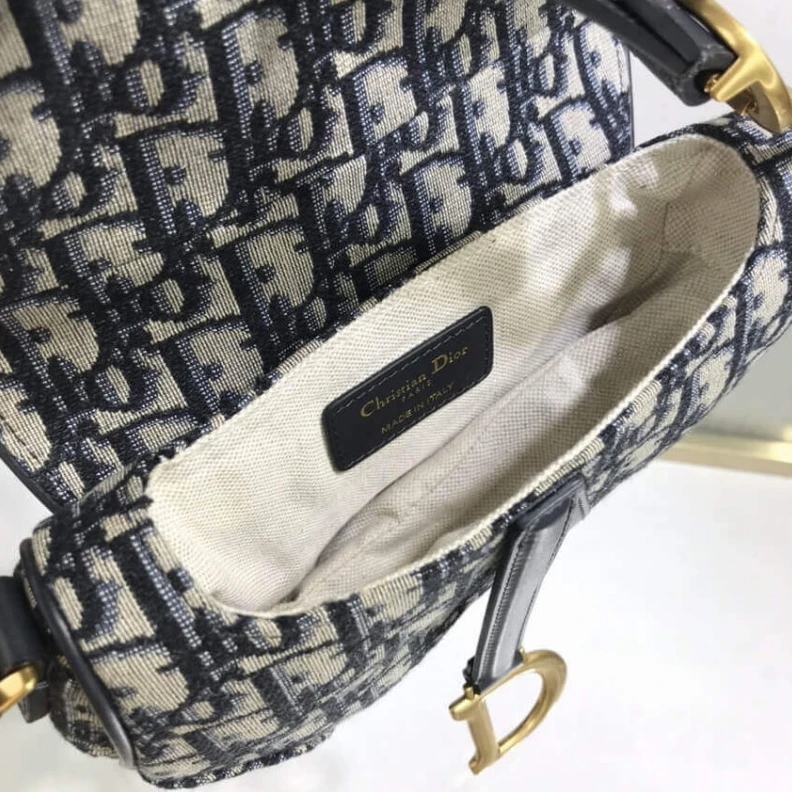 High quality replica bags 21 x 18 x Dior Mini Saddle Bag Blue Oblique Jacquard