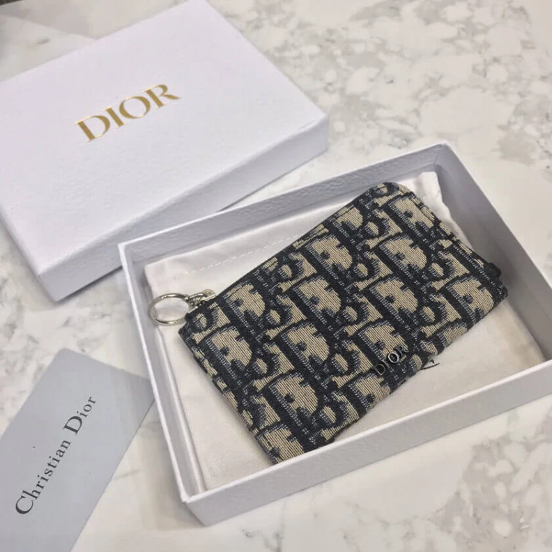 Replica bags lv Dior Oblique Coin Pouch Blue