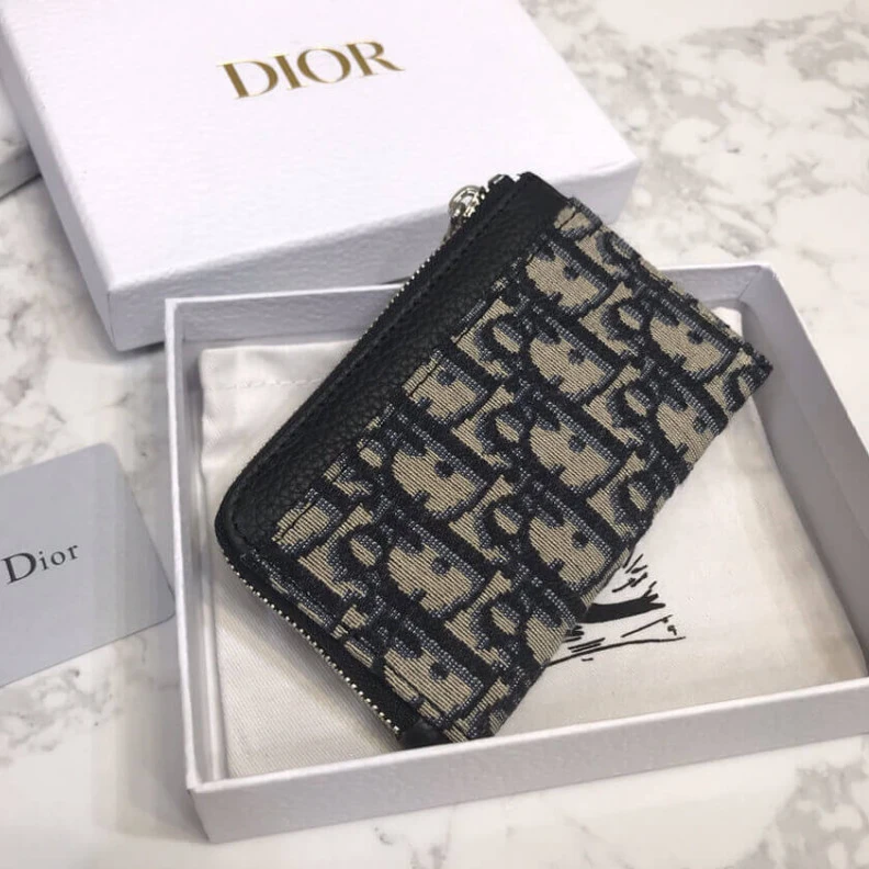 Replica bags lv Dior Oblique Coin Pouch Blue