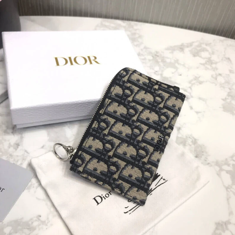 Replica bags lv Dior Oblique Coin Pouch Blue