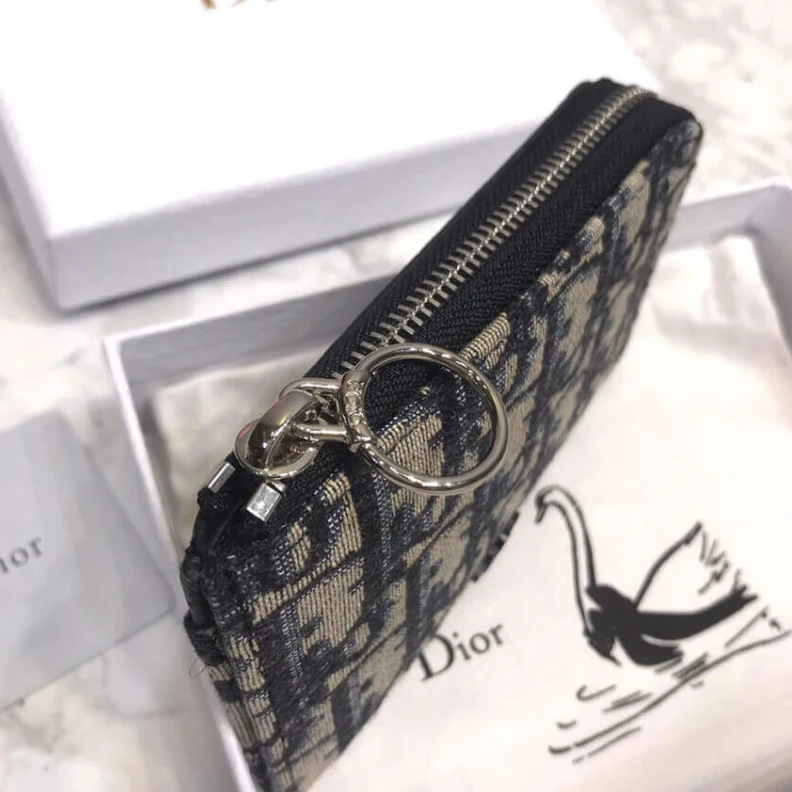 Replica bags lv Dior Oblique Coin Pouch Blue