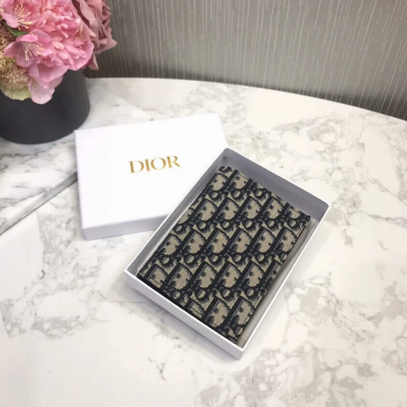 High quality replica bags This styli Dior Oblique Passport Holder Blue