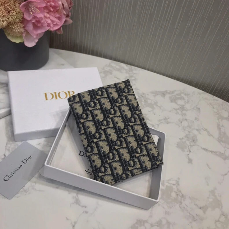 High quality replica bags This styli Dior Oblique Passport Holder Blue