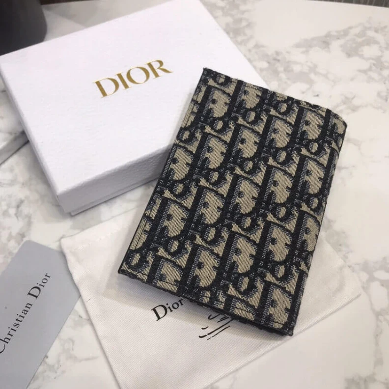 High quality replica bags This styli Dior Oblique Passport Holder Blue