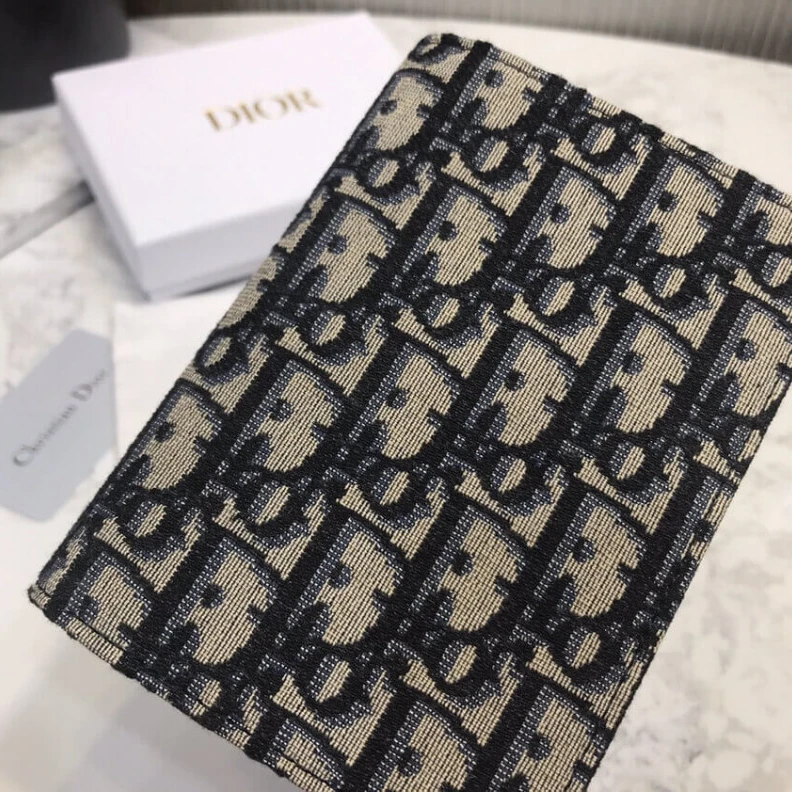 High quality replica bags This styli Dior Oblique Passport Holder Blue