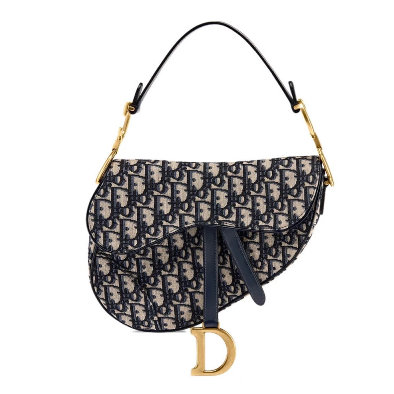 The iconic Dior Saddle Bag Blue Oblique Jacquard