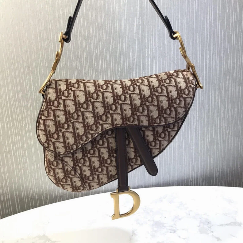 Shop shoulder bags Magnetic Dior Saddle Bag Burgundy Oblique Jacquard