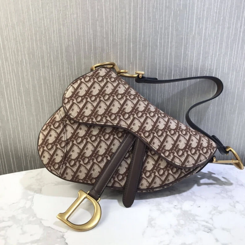 Shop shoulder bags Magnetic Dior Saddle Bag Burgundy Oblique Jacquard