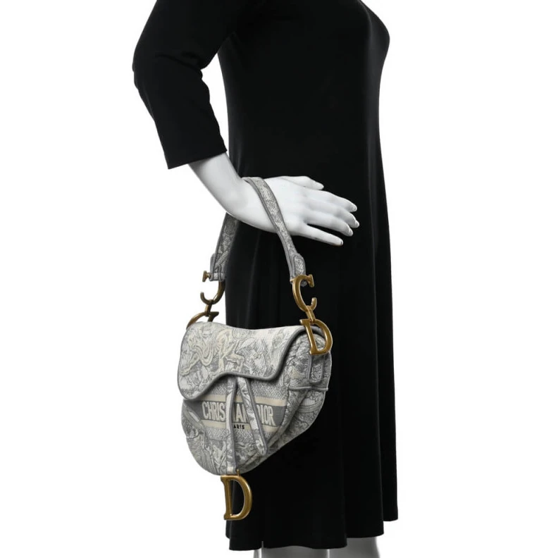 Replica bags lv Maria Graz Dior Saddle Bag Grey Toile de Jouy Embroidery