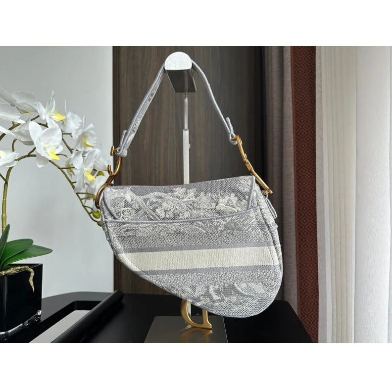 Replica bags lv Maria Graz Dior Saddle Bag Grey Toile de Jouy Embroidery