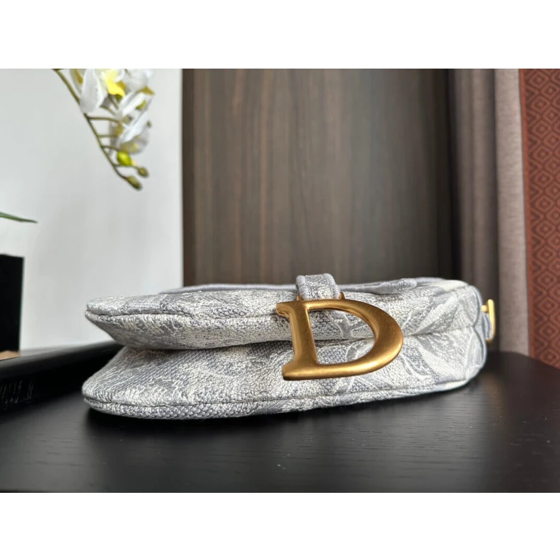 Replica bags lv Maria Graz Dior Saddle Bag Grey Toile de Jouy Embroidery