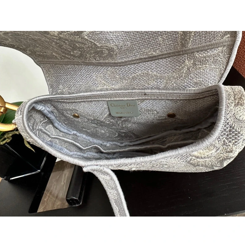 Replica bags lv Maria Graz Dior Saddle Bag Grey Toile de Jouy Embroidery