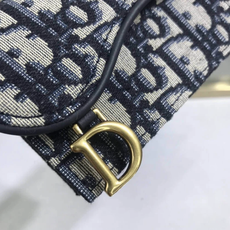 High quality replica bags The Saddle Dior Saddle Flap Card Holder Blue Oblique Jacquard