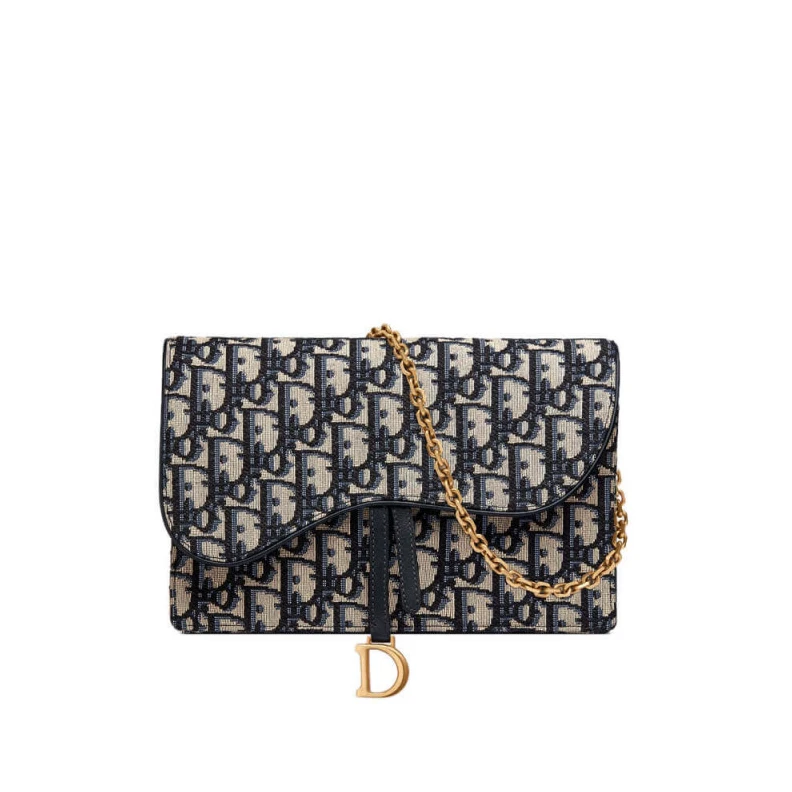 22 x 14.5 Dior Saddle Pouch Blue Oblique Jacquard