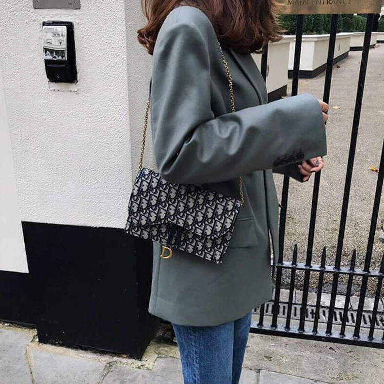 Replica valentino bags 22 x 14.5 Dior Saddle Pouch Blue Oblique Jacquard