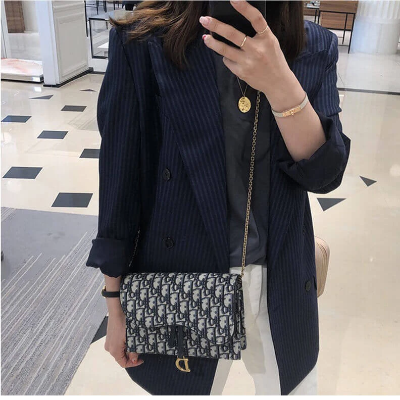 Replica valentino bags 22 x 14.5 Dior Saddle Pouch Blue Oblique Jacquard