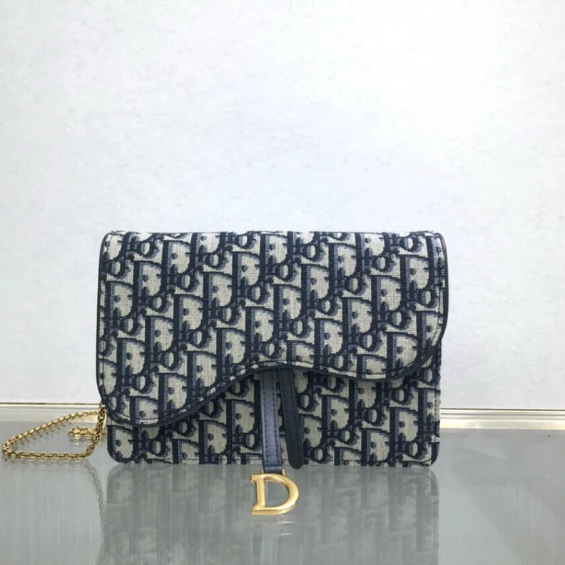 Replica valentino bags 22 x 14.5 Dior Saddle Pouch Blue Oblique Jacquard