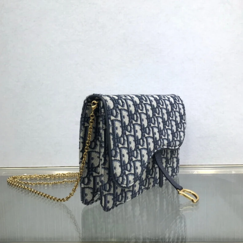 Replica valentino bags 22 x 14.5 Dior Saddle Pouch Blue Oblique Jacquard