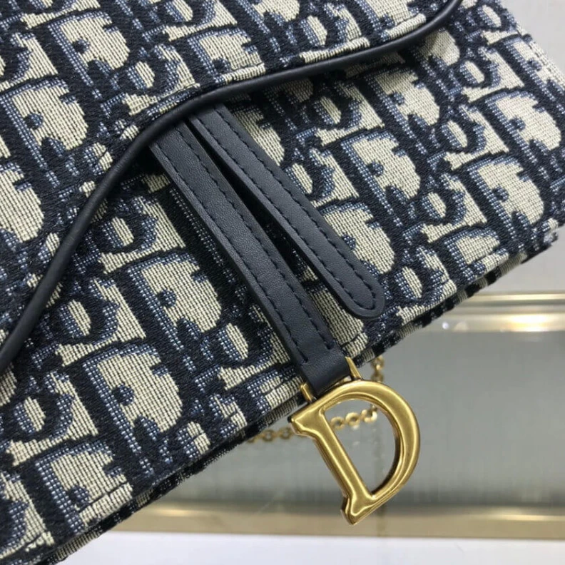 Replica valentino bags 22 x 14.5 Dior Saddle Pouch Blue Oblique Jacquard
