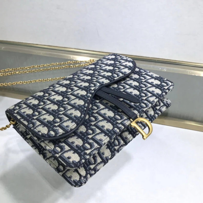 Replica valentino bags 22 x 14.5 Dior Saddle Pouch Blue Oblique Jacquard