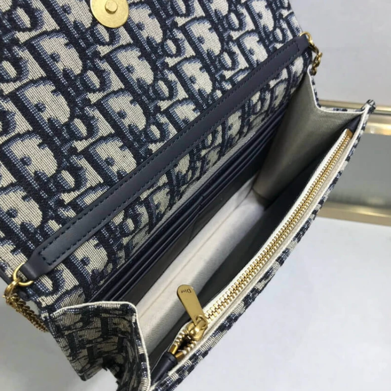 Replica valentino bags 22 x 14.5 Dior Saddle Pouch Blue Oblique Jacquard