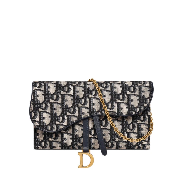 3 patch p Dior Saddle Wallet Blue Oblique Jacquard