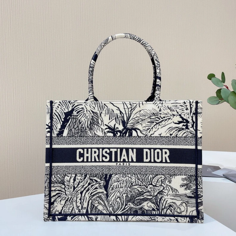 Lv belts replica The Dior B Dior Small Book Tote Blue Toile de Jouy Palms Embroidery