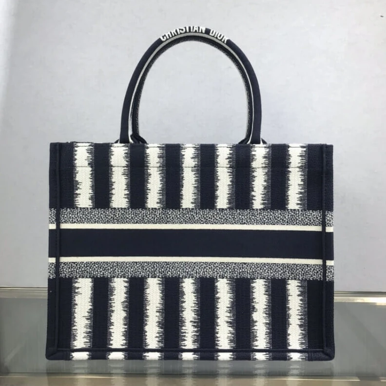 Replica valentino bags 'Christia Dior Small Book Tote D-Stripes Embroidery