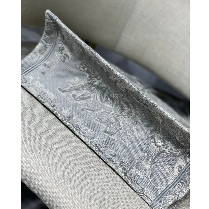 Shop shoulder bags 'CHRISTIAN Dior Small Book Tote Gray Toile de Jouy Reverse Embroidery Grey