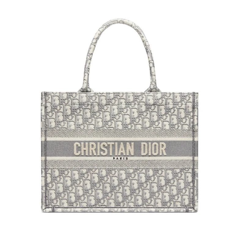 May be ca Dior Small Book Tote Grey Oblique Embroidery