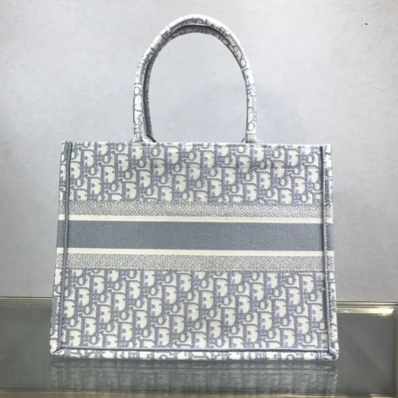 Replica bags May be ca Dior Small Book Tote Grey Oblique Embroidery