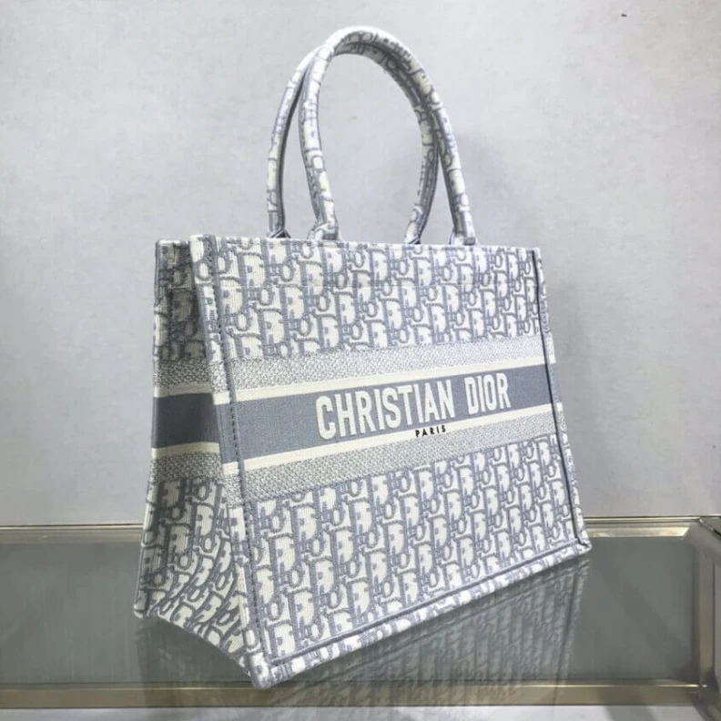 Replica bags May be ca Dior Small Book Tote Grey Oblique Embroidery