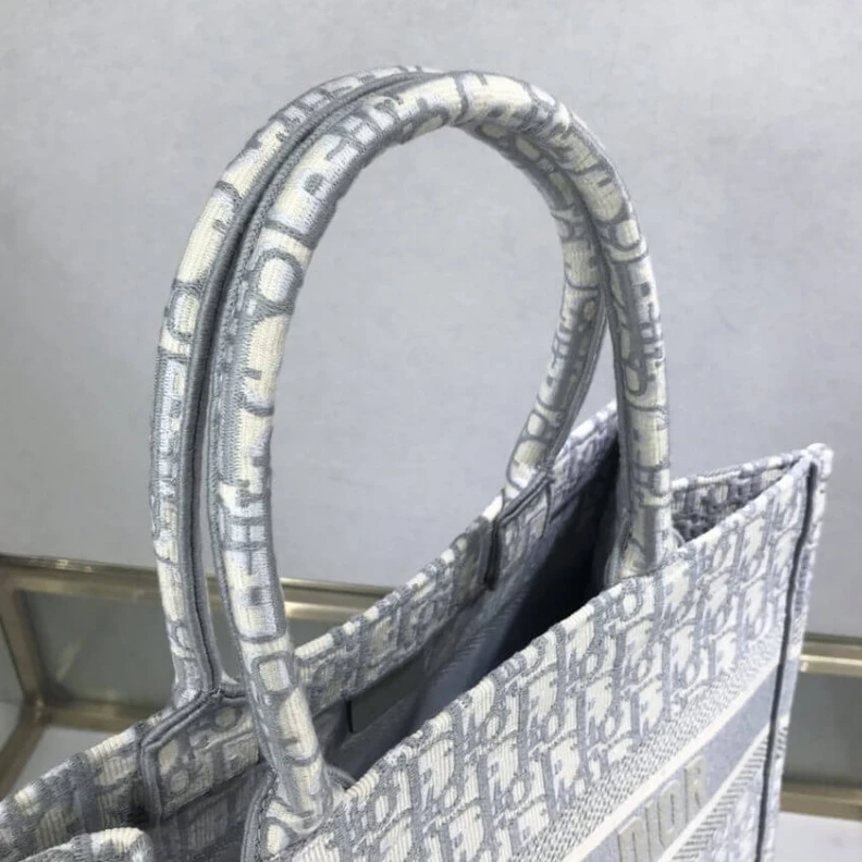 Replica bags May be ca Dior Small Book Tote Grey Oblique Embroidery